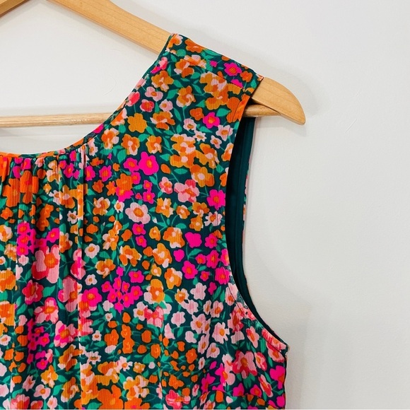 Floral Sleeveless Tiered Pleated Ruffle Chiffon Midi Dress Multicolor - Picture 4 of 8